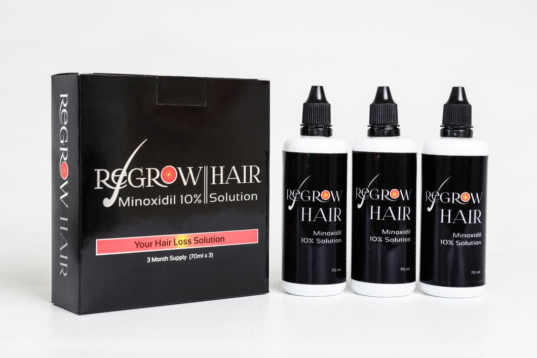 Minoxidil 10% (3 month supply) 3 x 70ml bottles FREE DELIVERY.