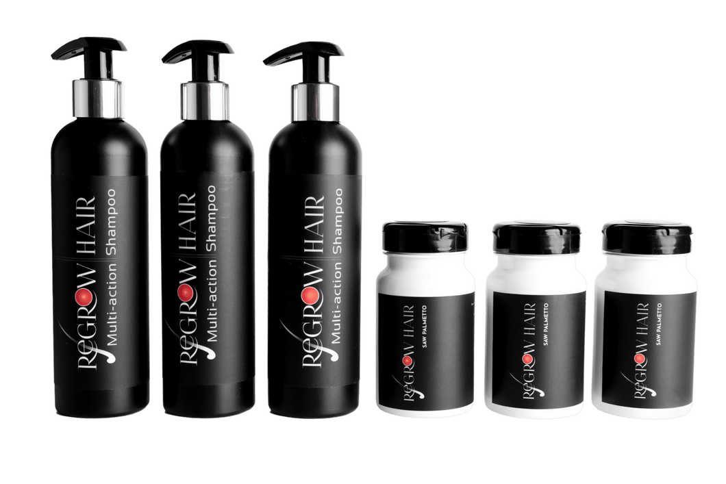 Saw Palmetto Extract 375mg per tablet 3-month supply & 3 x 250ml Multi-action Pure Shampoo with FREE DELIVERY.